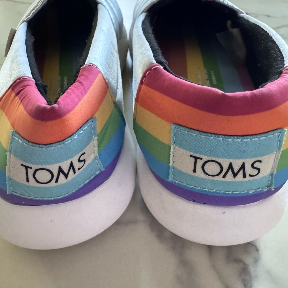 Toms Alpargata Mallow Rainbow Silver Pride Slip Ons - Picture 5 of 8